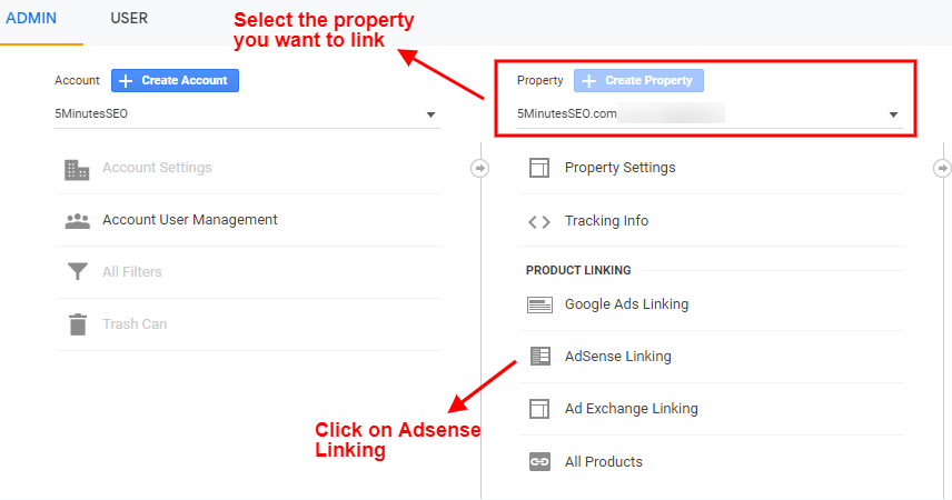 Select Your Analytics Property- Google Analytics