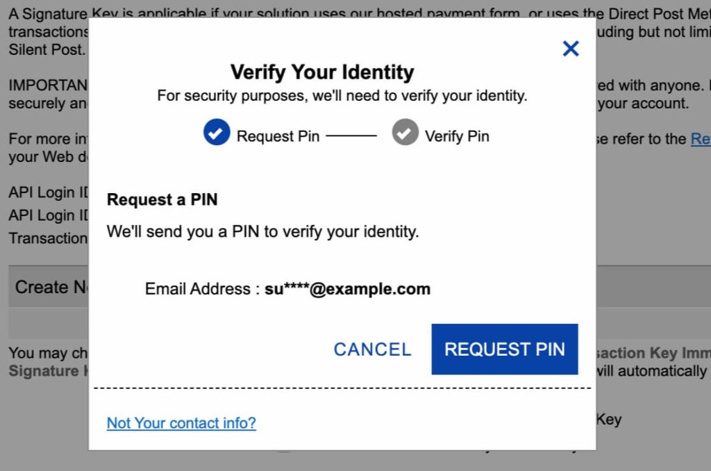 Click on Request Pin to verify your identity