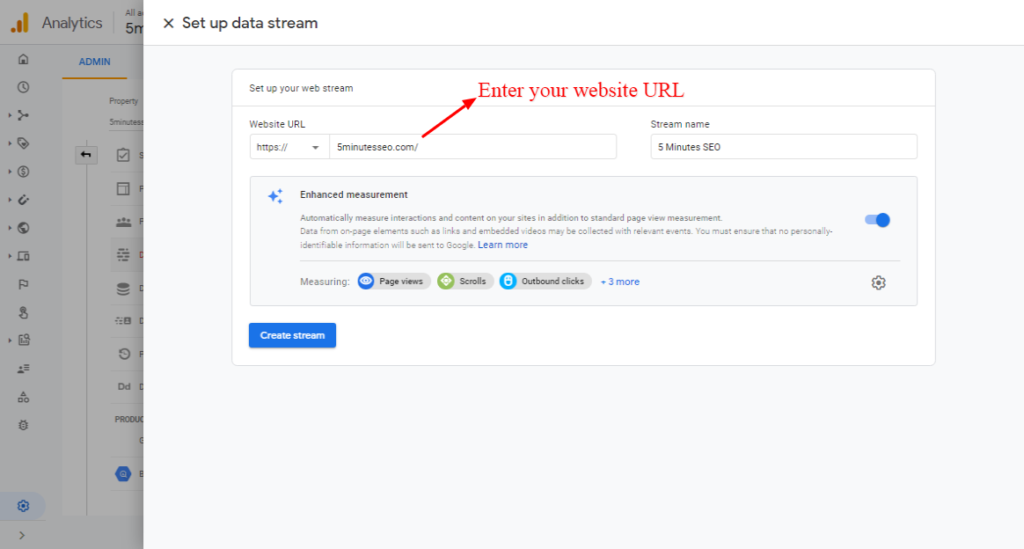 Enter Your Website's URL